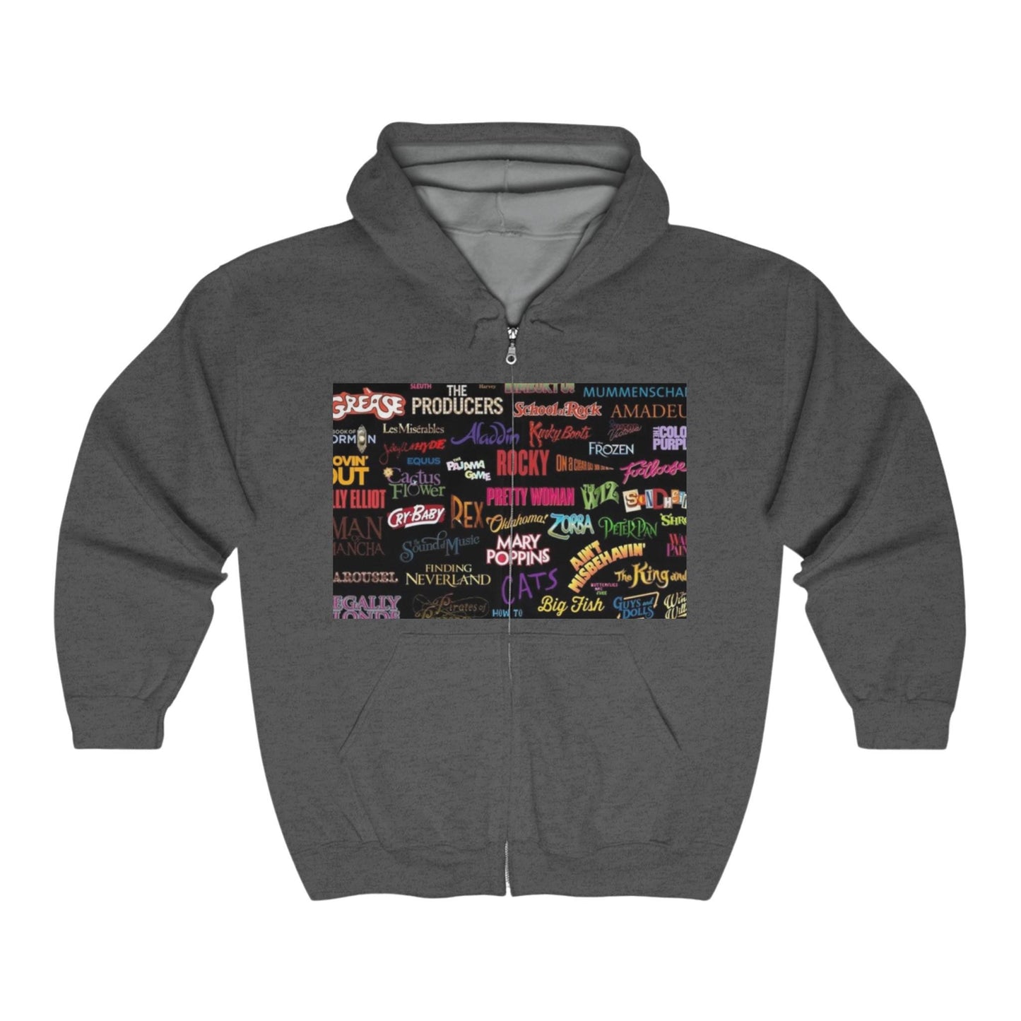 Broadway Collage Hoodie, Broadway Full Zip Hooded Sweatshirt, Broadway Hooded Jacket, Broadway Sweater, Broadway Zip Up Sweatshirt