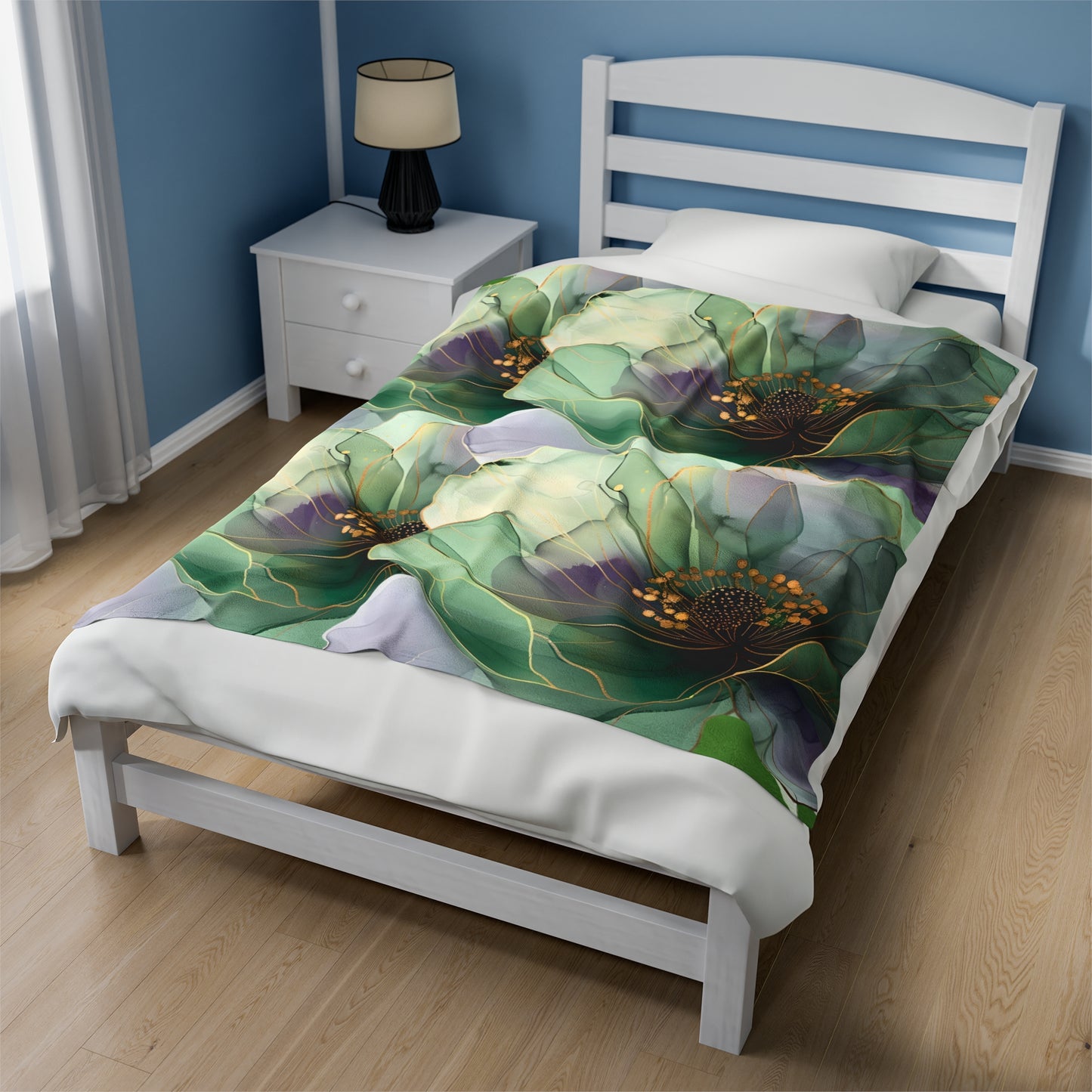 Boho Floral Plush Blanket - Gift for Her/Him, Home Decor Throw, Cozy Floral Bedding, Soft Warm Blankets, Unique Present Idea.