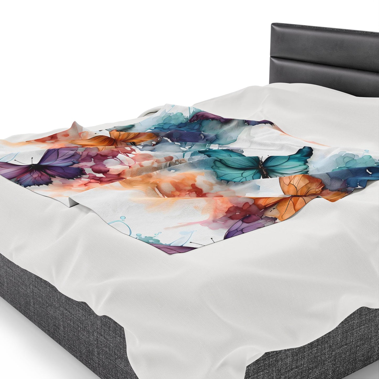 Boho Butterflies Velveteen Plush Blanket. Gift for her, Gift for him.