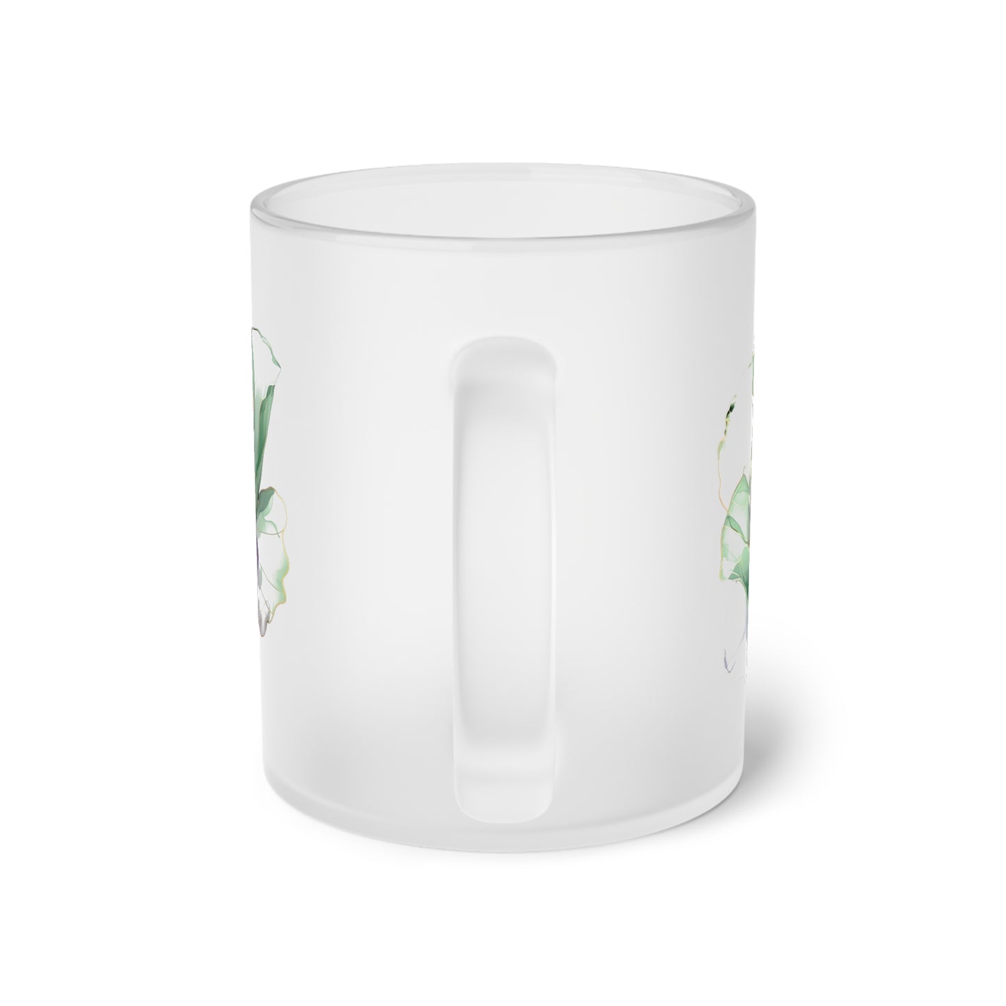 Floral Frosted Glass Mug.Gift for him. Gift for her.