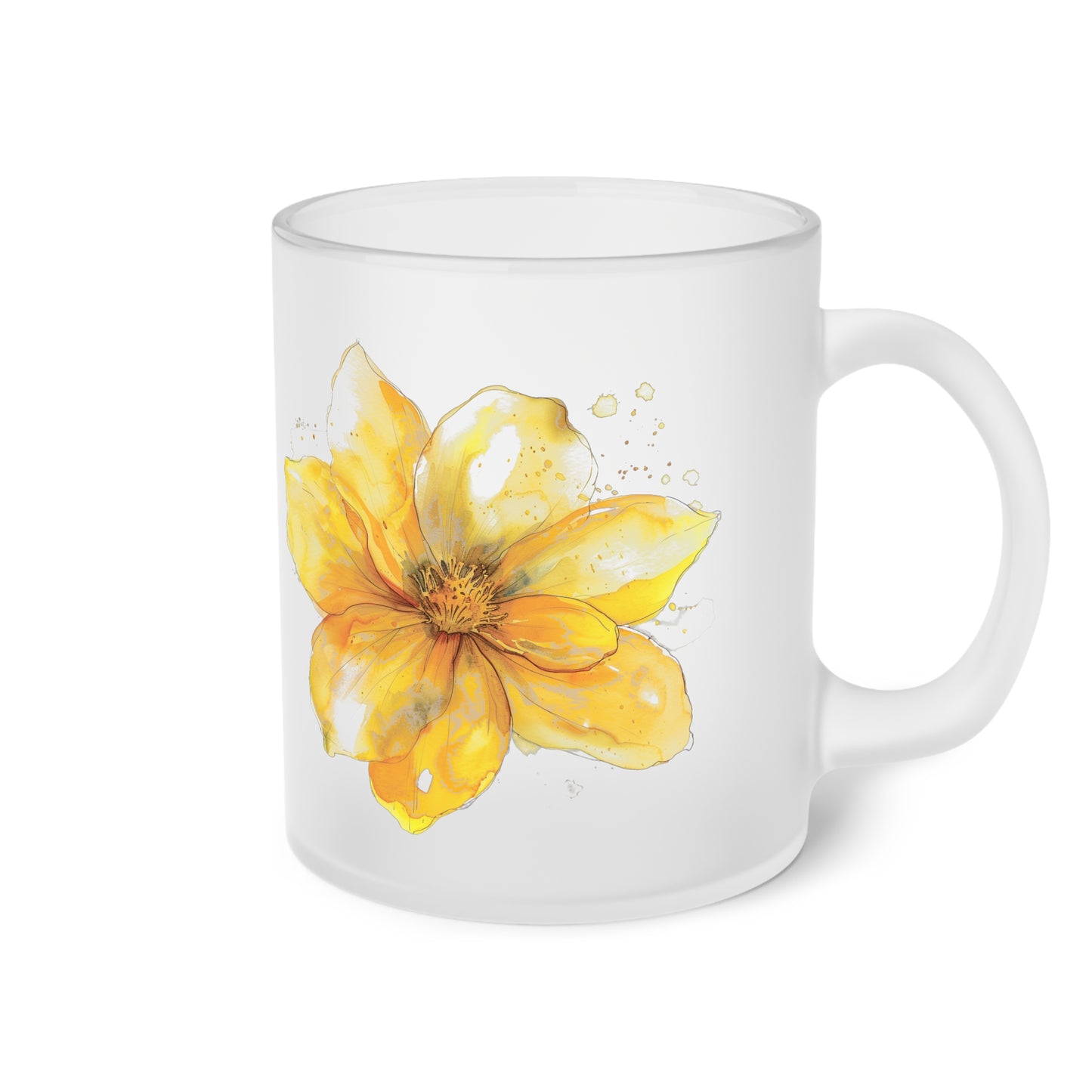 Floral Frosted Glass Mug, Gift for him, Gift for her - Perfect for Tea & Coffee Lovers, Elegant Drinkware, Unique Kitchen Decor, Wedding