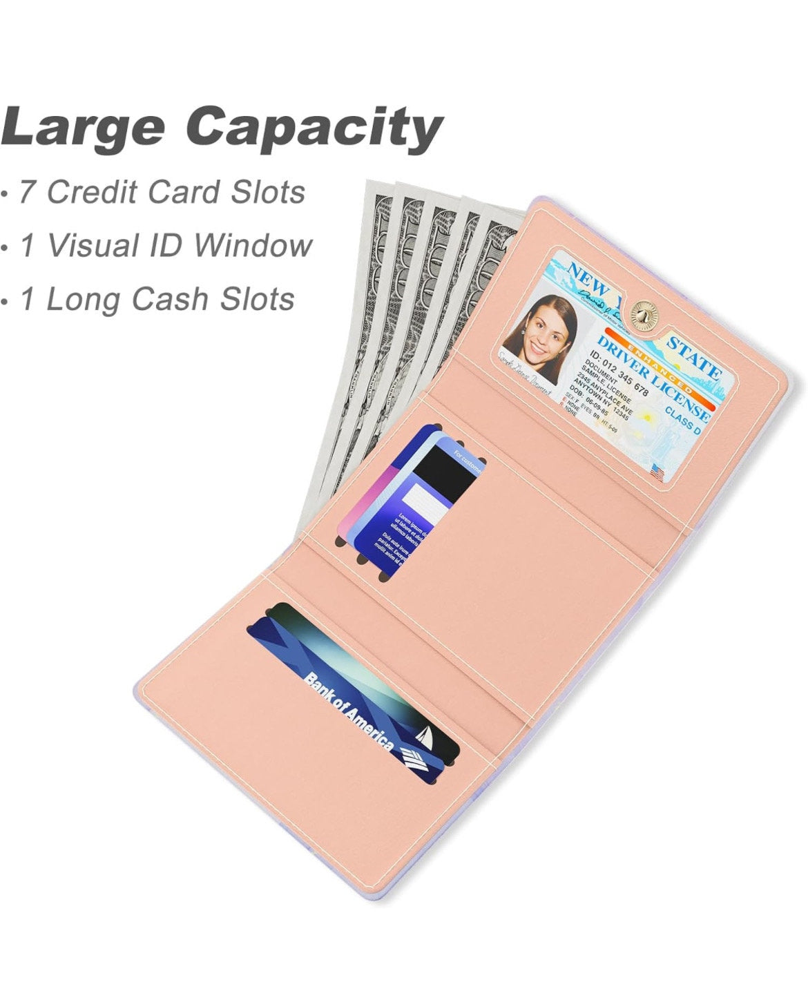 Wicked Wallet, Small Credit Card Wallet for Women, Slim RFID Card Holder Wallet with 7 Card Slots & ID Window (Purple Marble.)