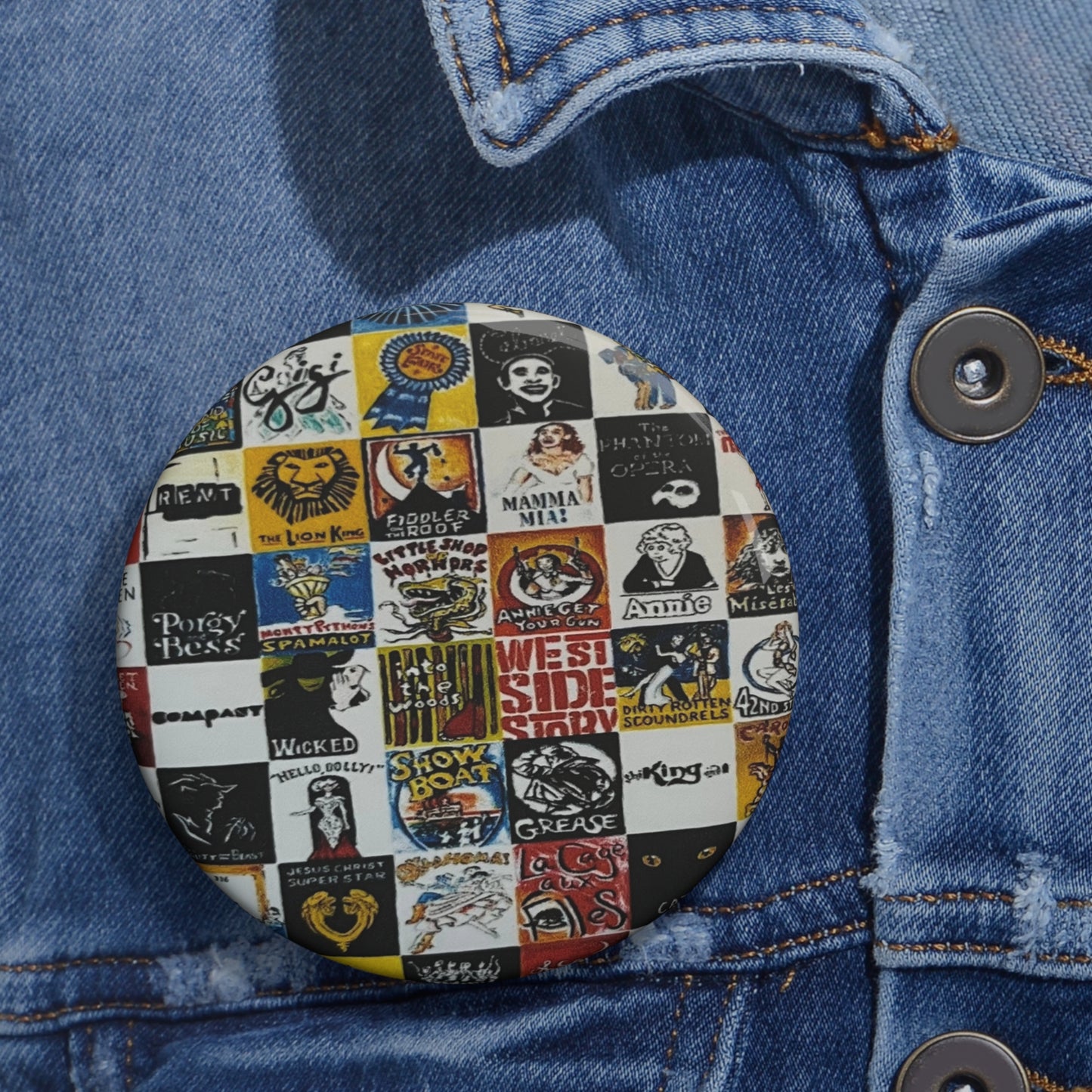 Broadway Musical Theater Pin Button. Makes a great gift for the Broadway Enthisuast.