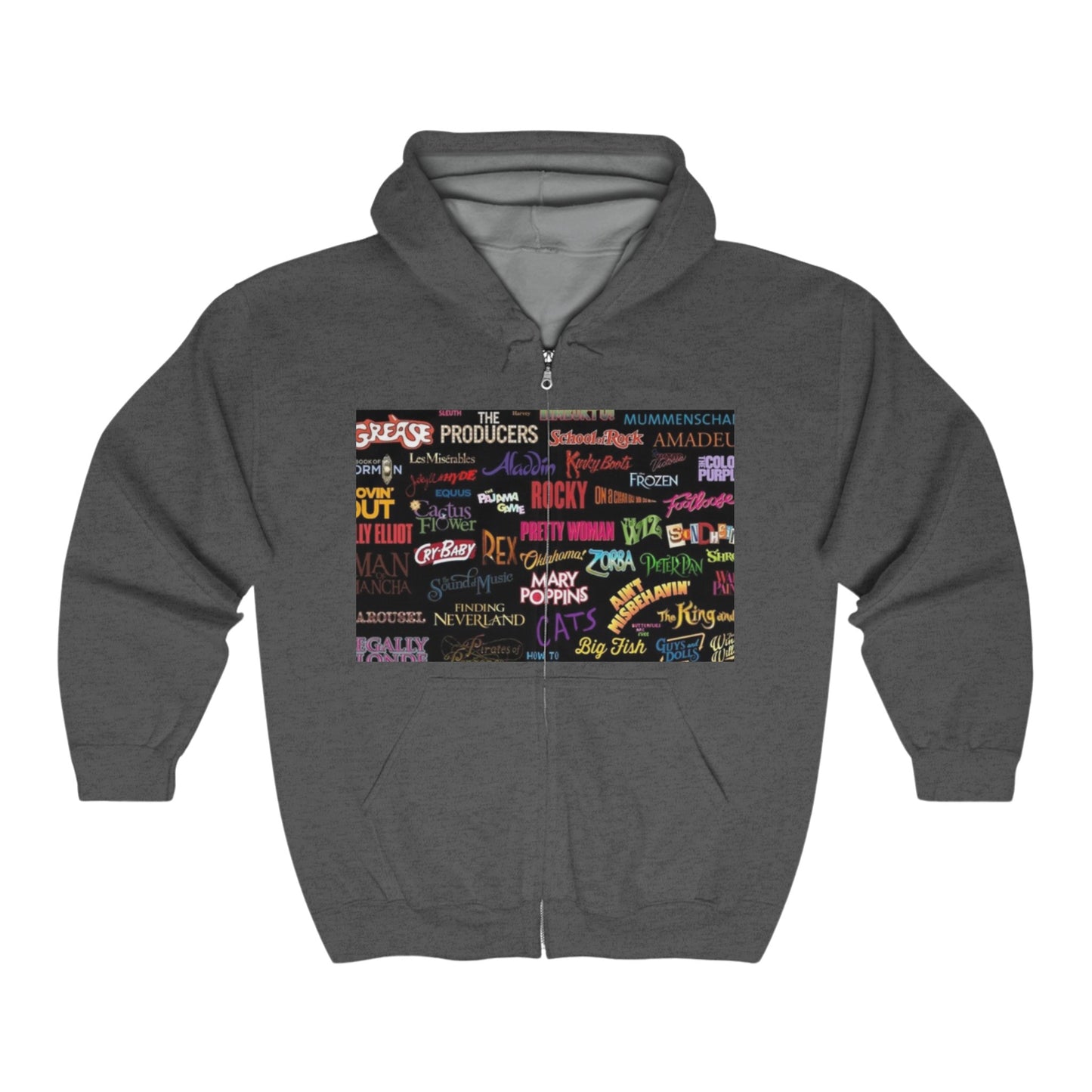Broadway Collage Hoodie, Broadway Full Zip Hooded Sweatshirt, Broadway Hooded Jacket, Broadway Sweater, Broadway Zip Up Sweatshirt
