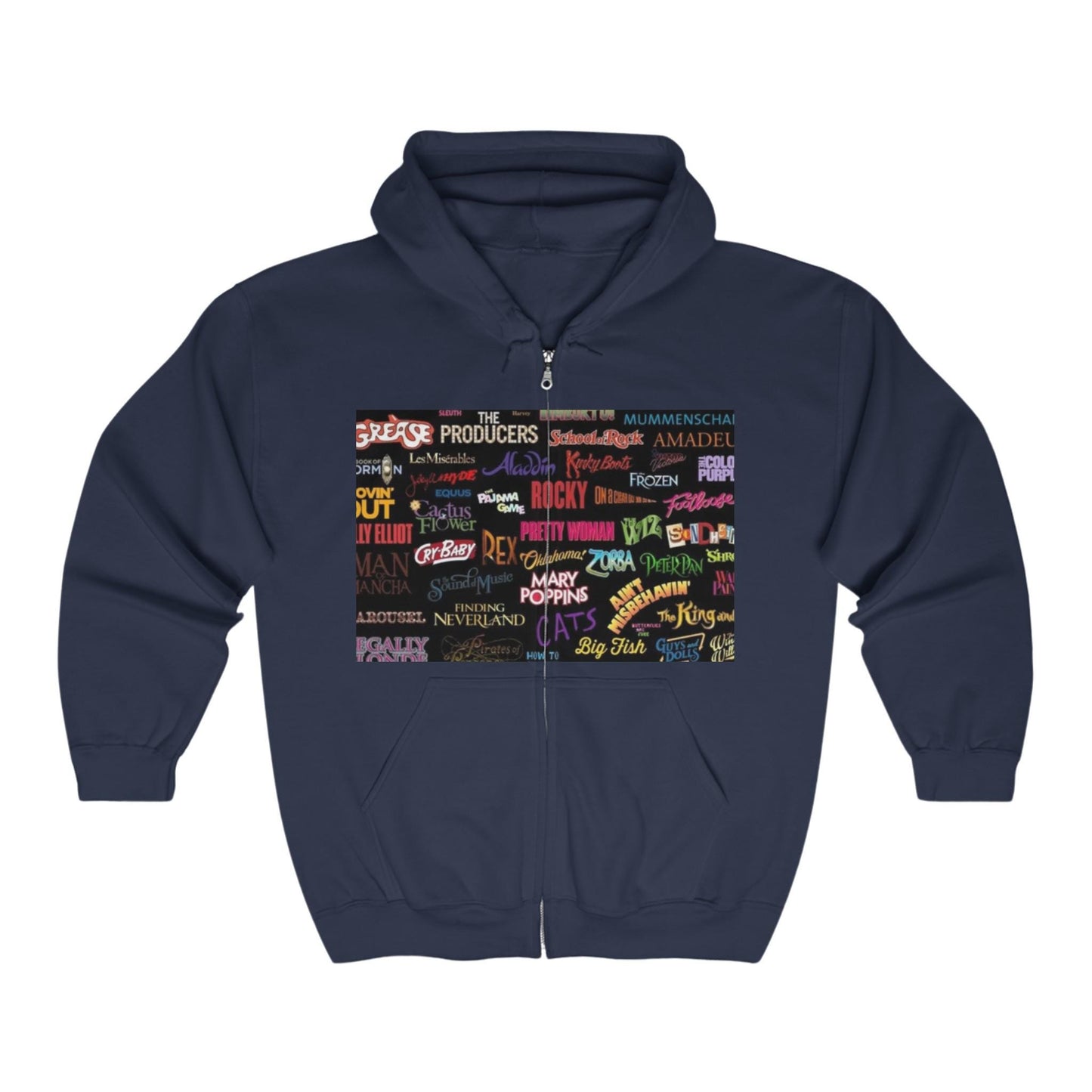 Broadway Collage Hoodie, Broadway Full Zip Hooded Sweatshirt, Broadway Hooded Jacket, Broadway Sweater, Broadway Zip Up Sweatshirt