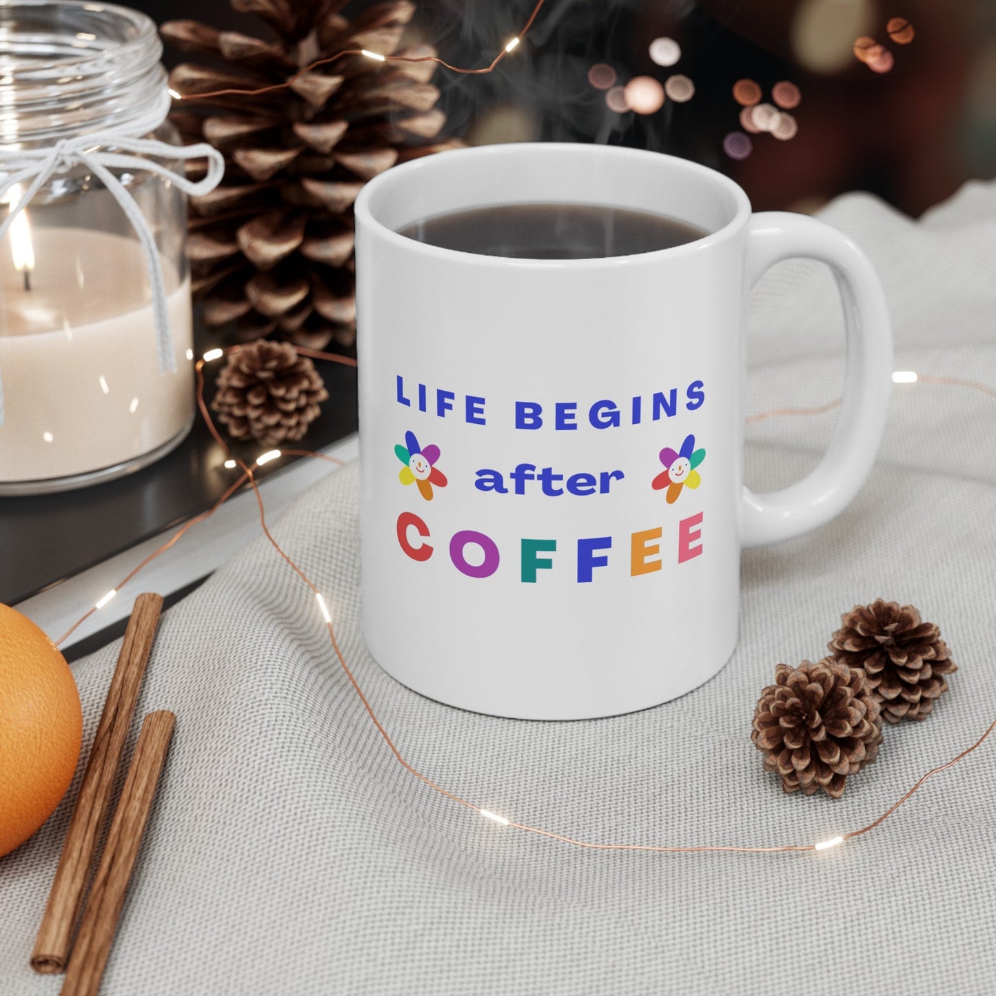 Life Begins After Coffee - Ceramic Mug, (11oz, 15oz),