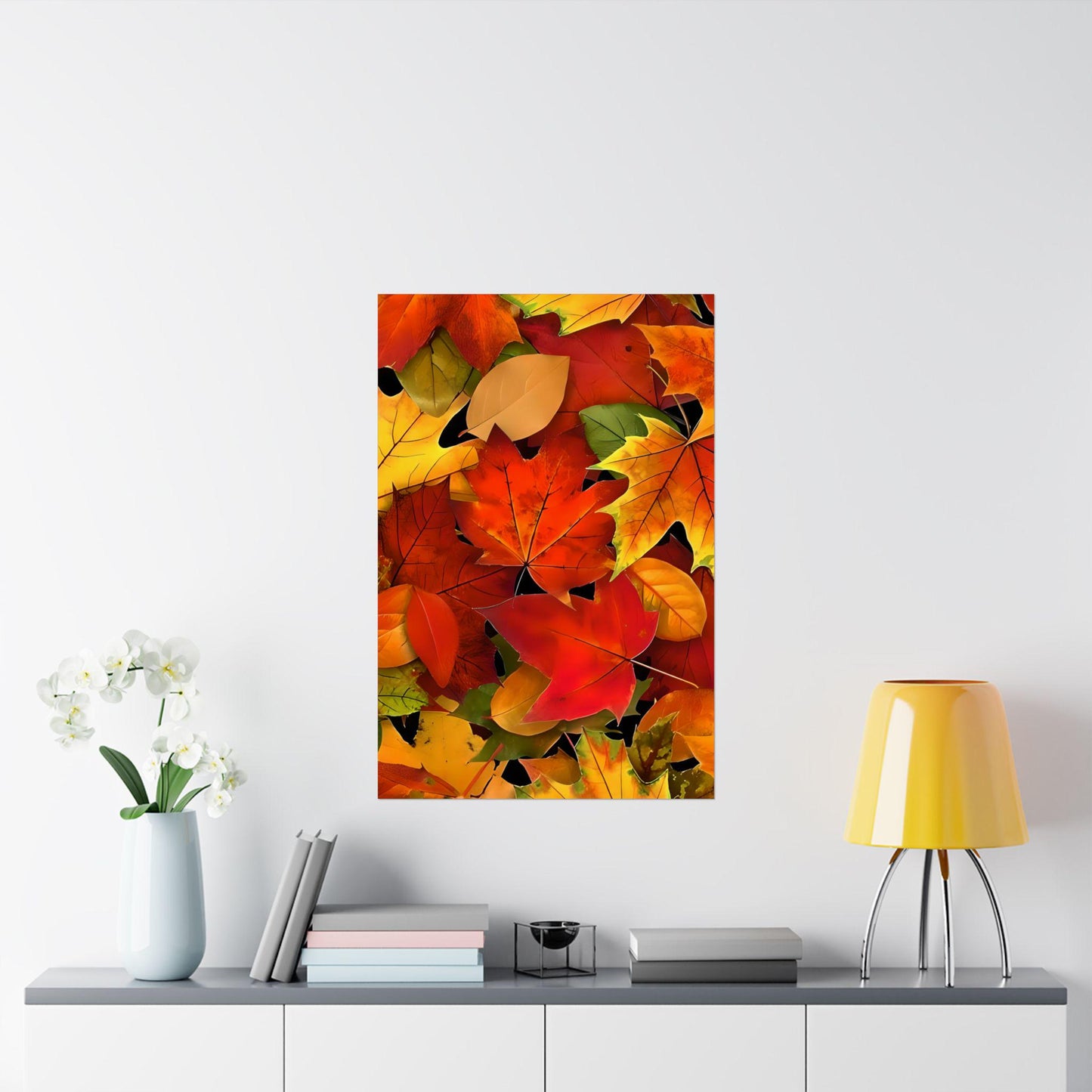 Autumn Leaves Vertical Posters, Fall Foliage Wall Art, Matte Print Decor, Seasonal Home Decor, Leaf Poster Set