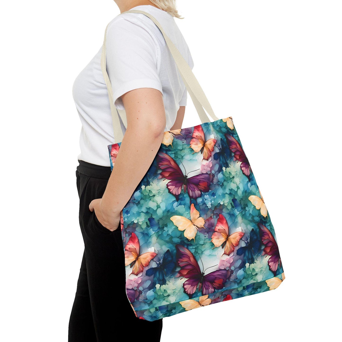 Butterflies Tote Bag | Autumn Leaves Canvas Tote | Stylish Reusable Shopping Bag.