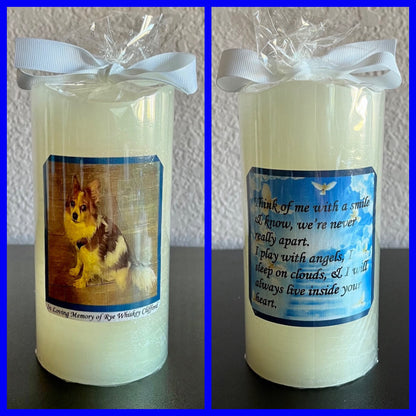 Personalized Flameless Pet Memorial Candle With Timer. Meaningful, Unique and Thoughtful Memorial Keepsake Gift That Will Last a Lifetime.