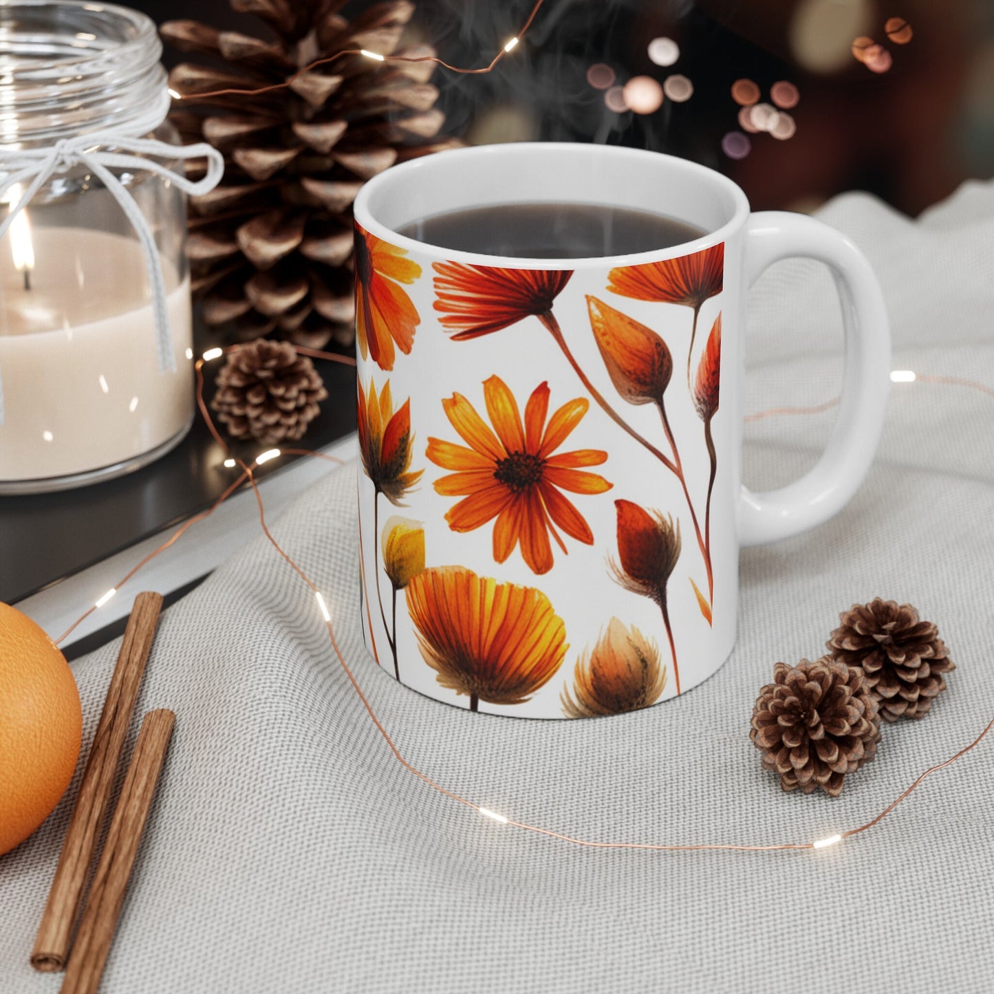 Floral Ceramic Mug, (11oz, 15oz),