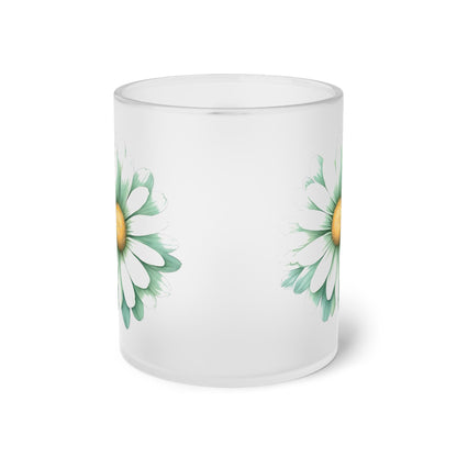 Floral Frosted Glass Mug, Gift for him, Gift for her - Perfect for Tea & Coffee Lovers, Elegant Drinkware, Unique Kitchen Decor, Wedding