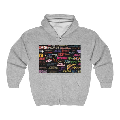 Broadway Collage Hoodie, Broadway Full Zip Hooded Sweatshirt, Broadway Hooded Jacket, Broadway Sweater, Broadway Zip Up Sweatshirt