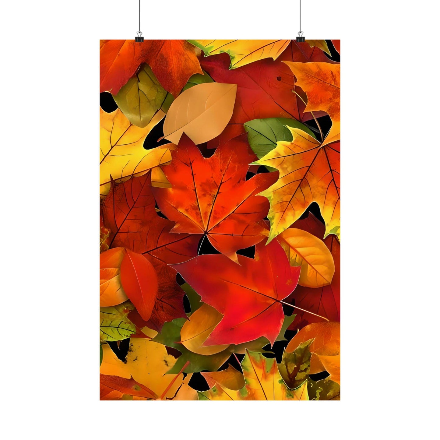 Autumn Leaves Vertical Posters, Fall Foliage Wall Art, Matte Print Decor, Seasonal Home Decor, Leaf Poster Set