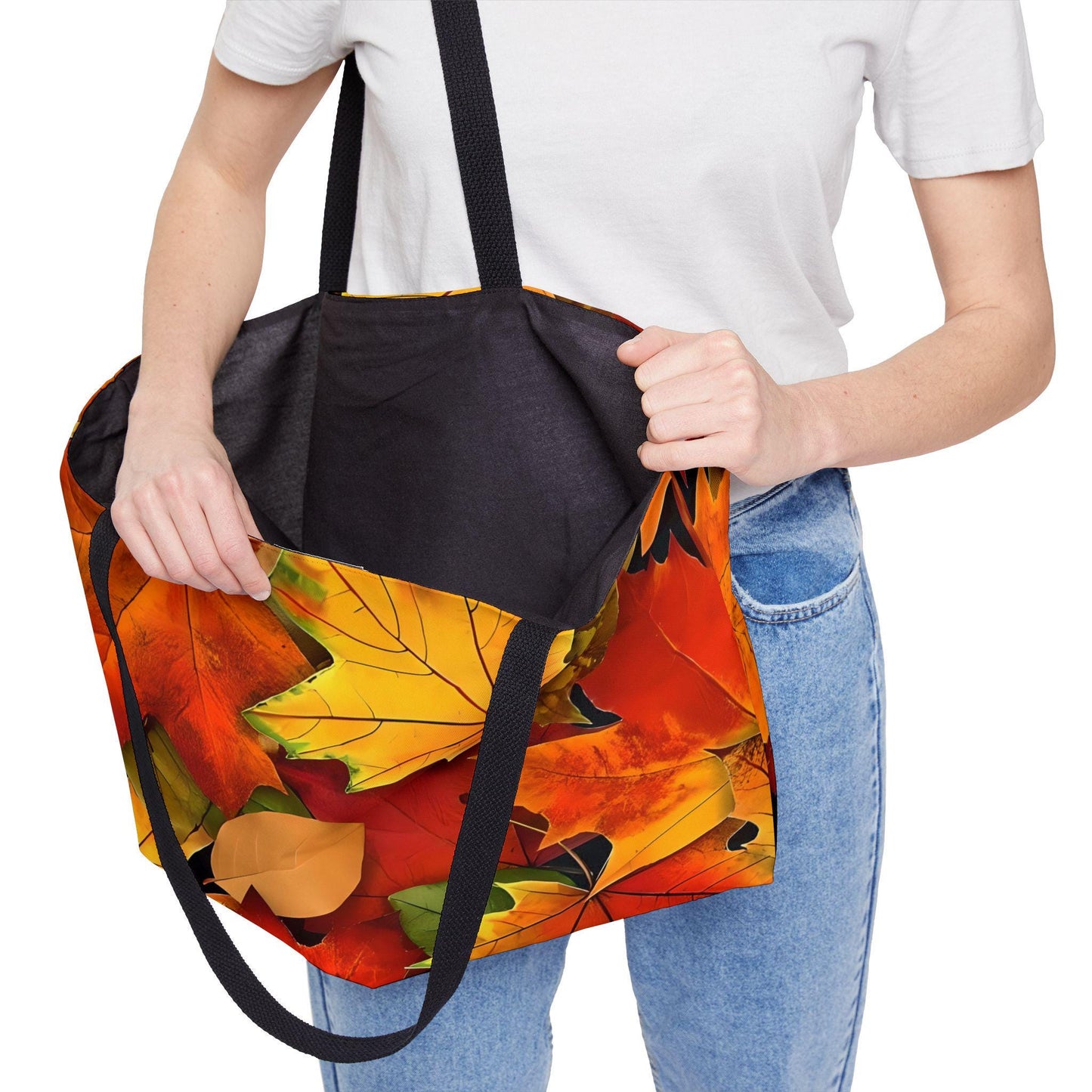 Autumn Leaves Tote Bag, Autumn Leaves Weekend Bag, Large Carryall Purse, Canvas Beach Bag, Boho Shopping Tote. Gift for her.