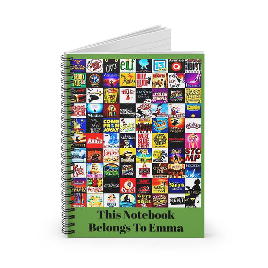 Broadway Collage Spiral Notebook - Featuring a Musical Theater Design with Ruled Lines. Perfect Gift for Broadway Enthusiasts.