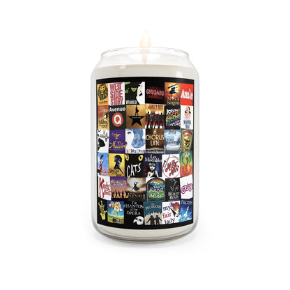 Broadway Collage Musical Theater Scented Candle, 13 75oz - Gift for Drama Lovers, Broadway Fans - Home Decor, Relaxation, Birthday Gift,