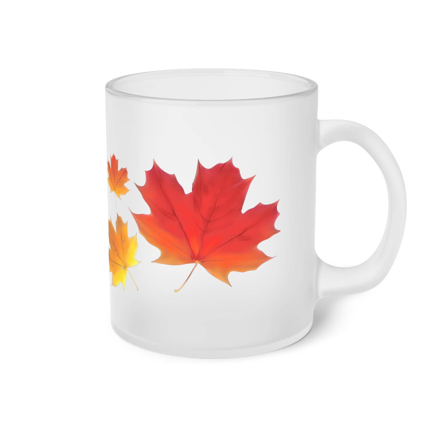 Autumn Leaves Frosted Glass Mug, Gift for him/her - Perfect for Tea & Coffee Lovers, Elegant Drinkware, Unique Kitchen Decor, Wedding