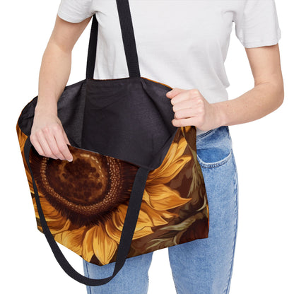 Sun Flower Tote Bag, Botanical Weekend Bag, Large Carryall Purse, Canvas Beach Bag, Boho Shopping Tote. Gift for her.