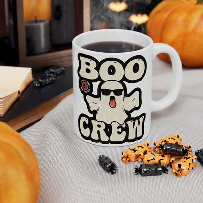 Boo Crew Halloween Ceramic Mug, (11oz, 15oz) Ideal Gift for Halloween Enthusiasts.