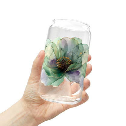 Boho Floral Sipper Glass, 16oz.  durable, sleek, and perfect for refreshing cocktails, juices, or any beverage you fancy.