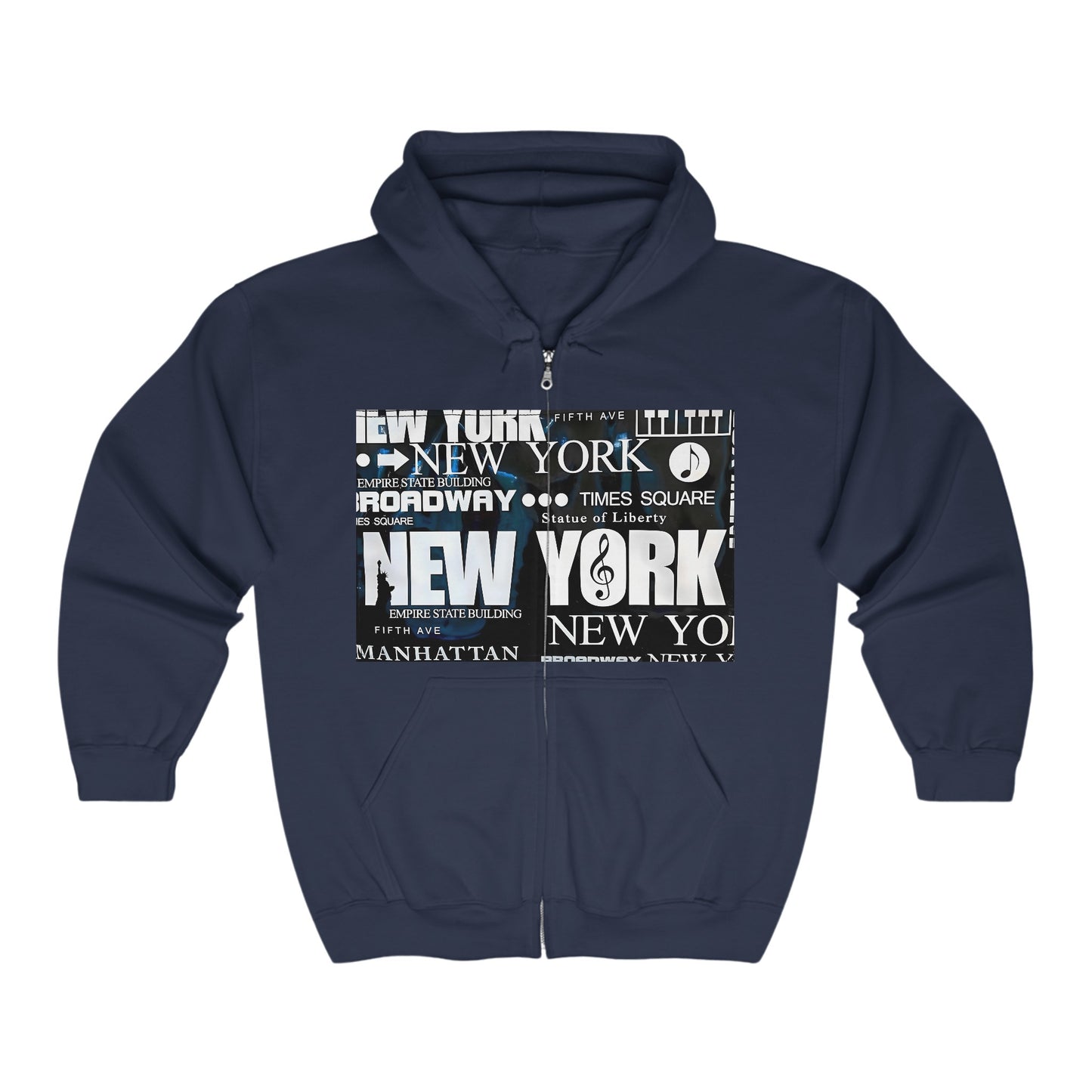 New York Collage Hoodie, NYC Full Zip Hooded Sweatshirt, NYC Hooded Jacket, New York City Sweater, NYC Zip Up Sweatshirt