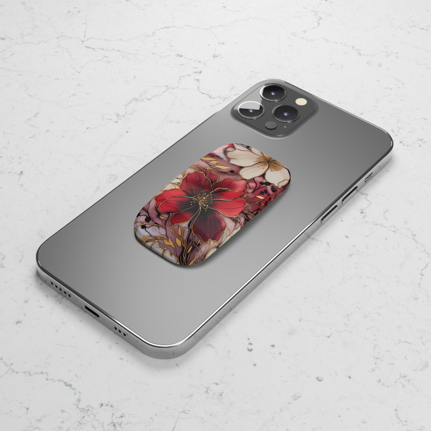 Floral Phone Grip - Click-On Pop Socket for Easy Holding - Stylish Floral Design for Smartphones and Tablets. Gift for her.