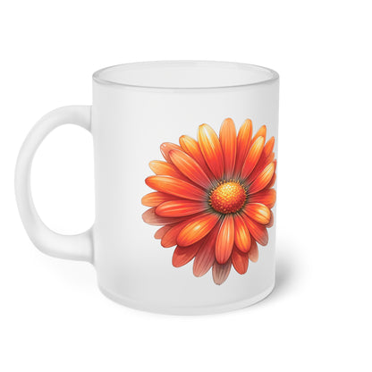 Floral Frosted Glass Mug, Gift for him, Gift for her - Perfect for Tea & Coffee Lovers, Elegant Drinkware, Unique Kitchen Decor, Wedding