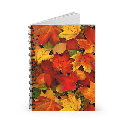 Autumn Leaves Spiral Notebook - Ruled Line. Gift for Her/Him.