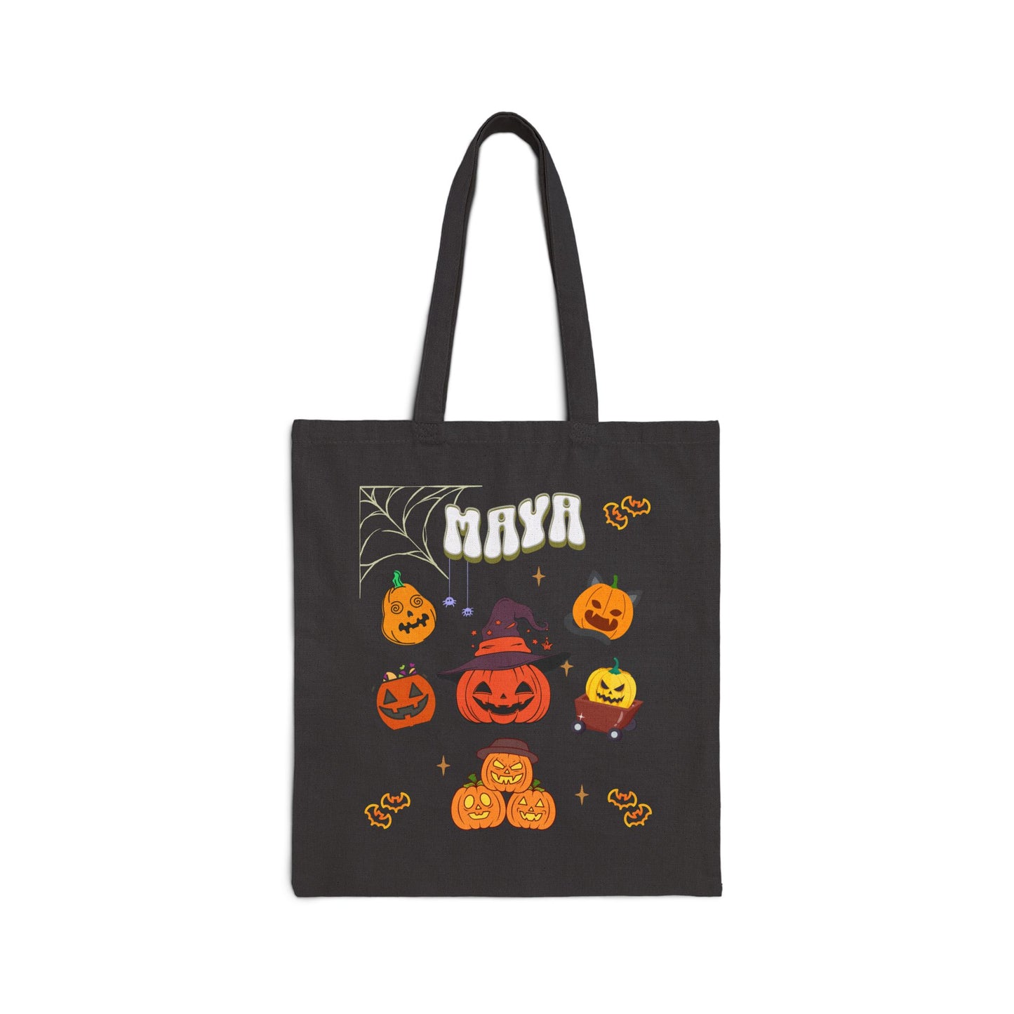 Personalized Halloween Cotton Canvas Tote Bag. Pumpkin Halloween. Trick or Treat. Gift for Her. Gift for Him.