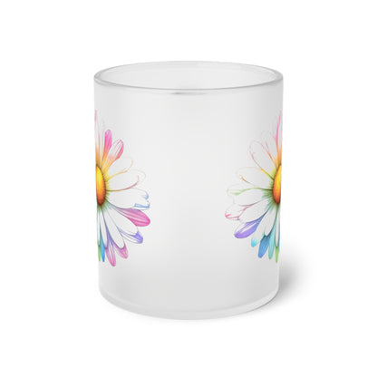 Floral Frosted Glass Mug, Gift for him, Gift for her - Perfect for Tea & Coffee Lovers, Elegant Drinkware, Unique Kitchen Decor, Wedding