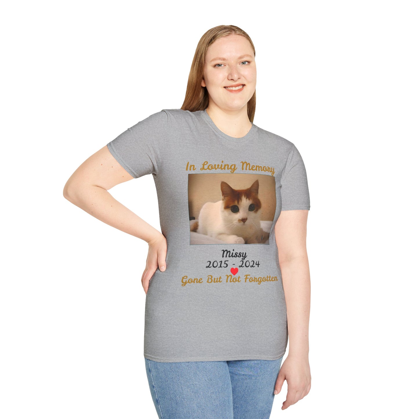 Personalized Pet Memorial Unisex Softstyle T-Shirt - Commemorative Gift for Pet Lovers.