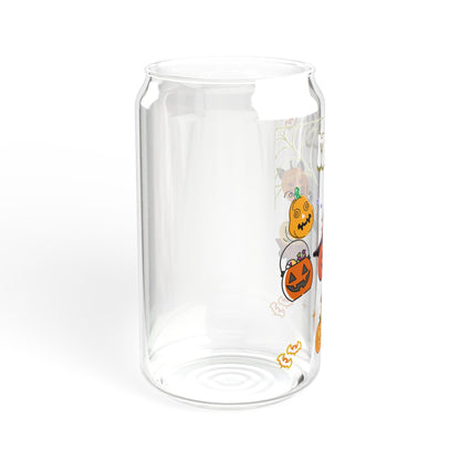 Halloween Pumpkins Sipper Glass, 16oz - Halloween Gift for her, Gift for him, Spooky Drinkware, Festive Glassware, Fall Pumpkin Cup