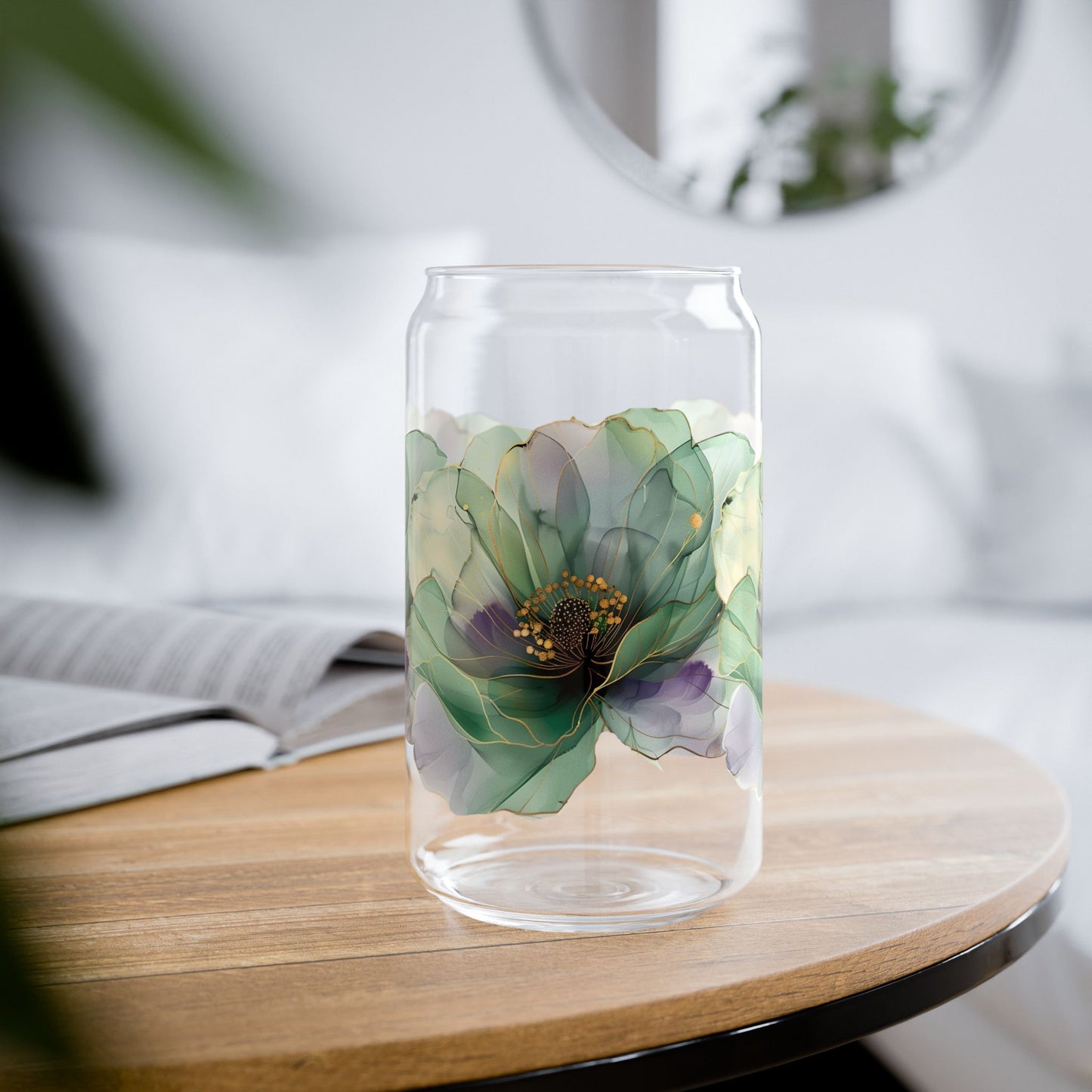 Boho Floral Sipper Glass, 16oz.  durable, sleek, and perfect for refreshing cocktails, juices, or any beverage you fancy.