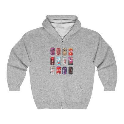 Coke Unisex Heavy Blend™ Full Zip Hooded Sweatshirt | Classic Coke Zip Hoodie | Cozy Graphic Sweatshirt | Comfortable Retro Apparel