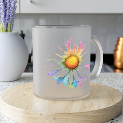 Floral Frosted Glass Mug, Gift for him, Gift for her - Perfect for Tea & Coffee Lovers, Elegant Drinkware, Unique Kitchen Decor, Wedding