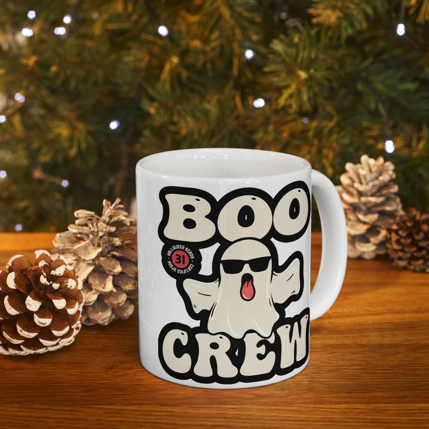 Boo Crew Halloween Ceramic Mug, (11oz, 15oz) Ideal Gift for Halloween Enthusiasts.