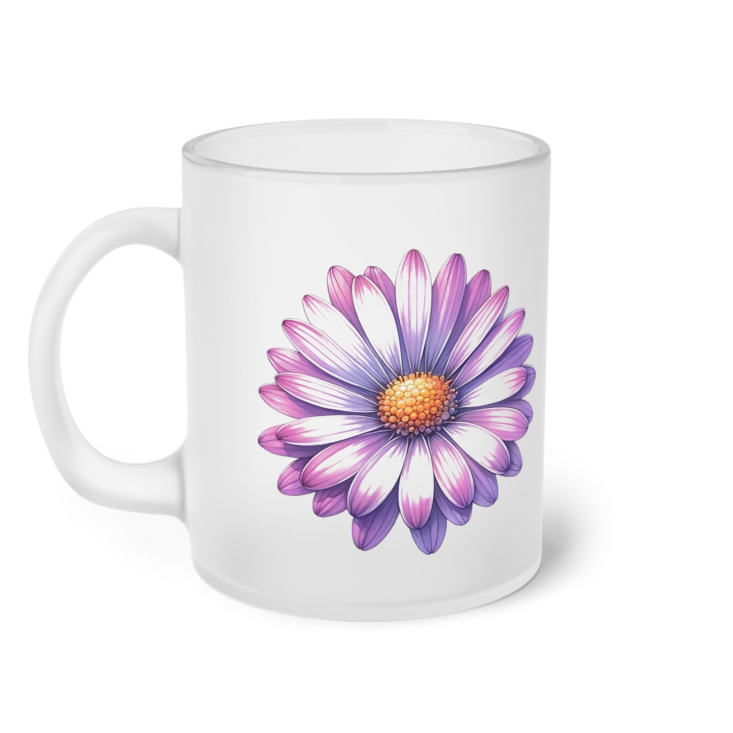 Floral Frosted Glass Mug, Gift for him, Gift for her - Perfect for Tea & Coffee Lovers, Elegant Drinkware, Unique Kitchen Decor, Wedding