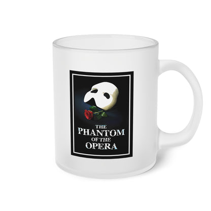 Phantom of the Opera Musical Theater Frosted Glass Mug. Gift for her. Gift for him.