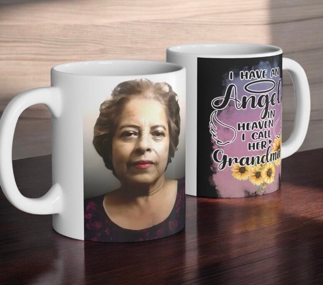 Personalized Grandmother Memorial Ceramic Mug With Photo and Poem, (11oz, 15oz). Gift for her. Gift for Him.