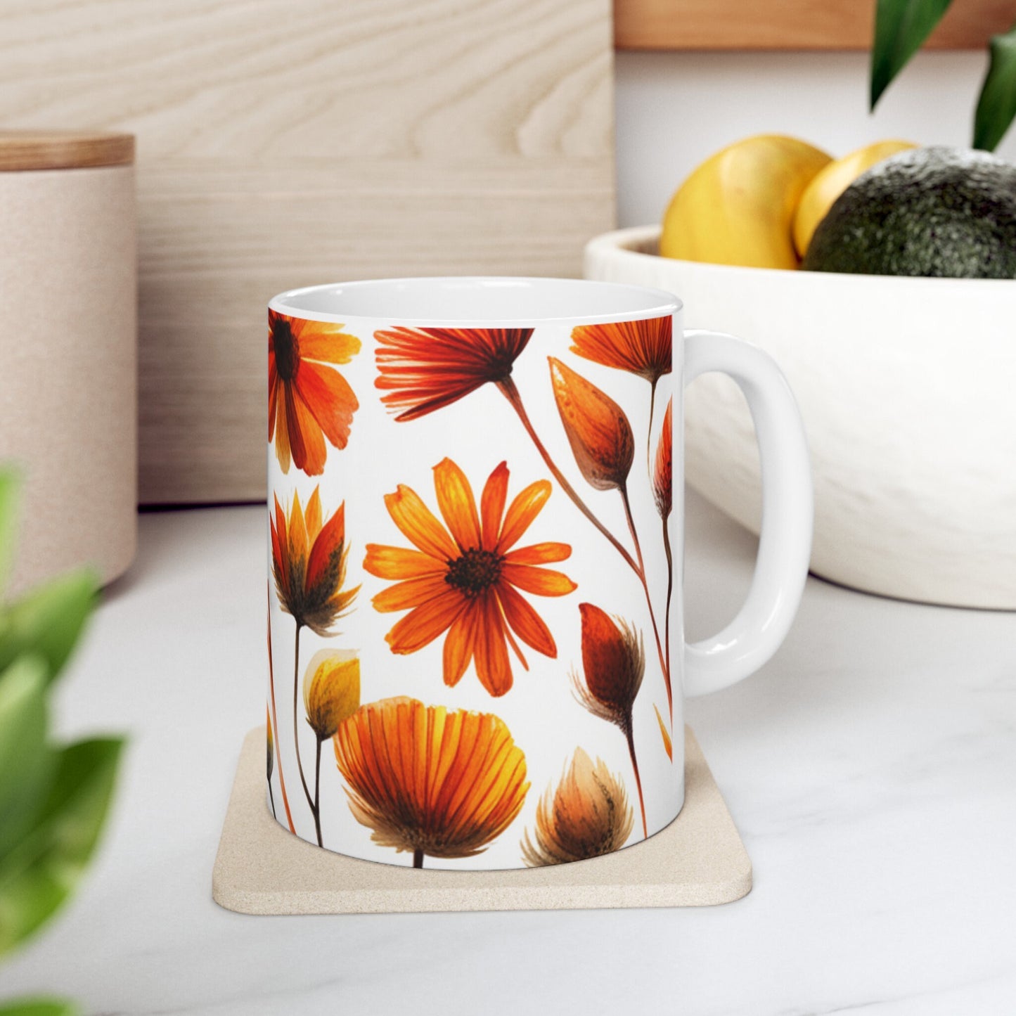 Floral Ceramic Mug, (11oz, 15oz),