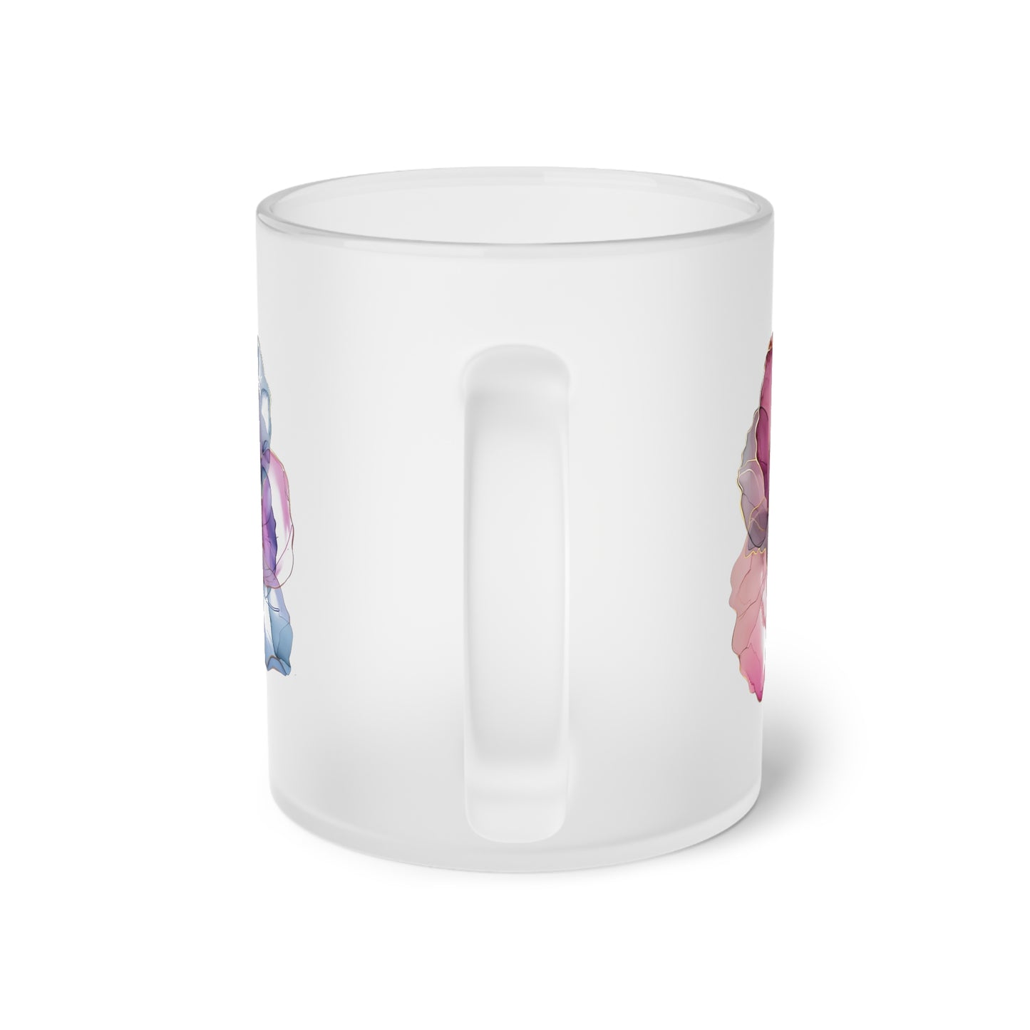 Floral Frosted Glass Mug. Gift for her. Gift for him.