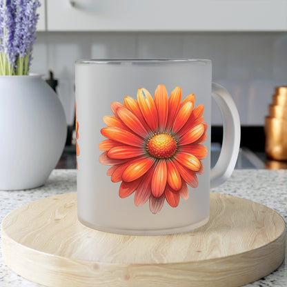 Floral Frosted Glass Mug, Gift for him, Gift for her - Perfect for Tea & Coffee Lovers, Elegant Drinkware, Unique Kitchen Decor, Wedding