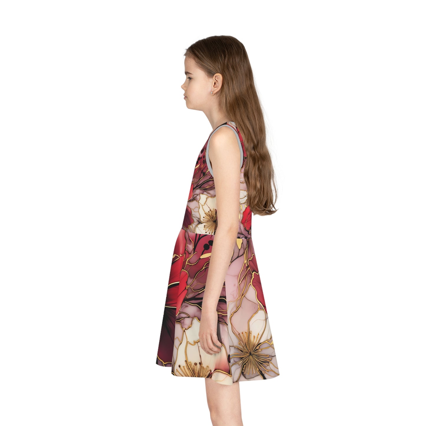 Floral Girls' Sleeveless Sundress - Cute and Comfortable | Perfect for Summer | Vibrant Floral Print | Ideal for Playdates and Parties