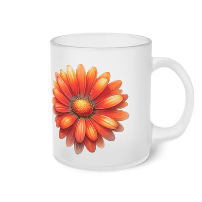 Floral Frosted Glass Mug, Gift for him, Gift for her - Perfect for Tea & Coffee Lovers, Elegant Drinkware, Unique Kitchen Decor, Wedding