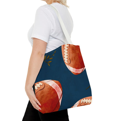 Football Tote Bag | Floral Leaves Canvas Tote | Stylish Reusable Shopping Bag.