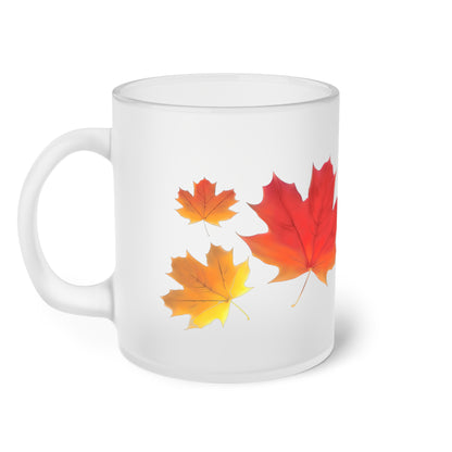 Autumn Leaves Frosted Glass Mug, Gift for him/her - Perfect for Tea & Coffee Lovers, Elegant Drinkware, Unique Kitchen Decor, Wedding