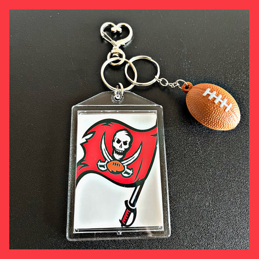 Football Keychain, Personalized Double Sided Photo with Football. Great accessories for purses, backpacks, Keys etc.