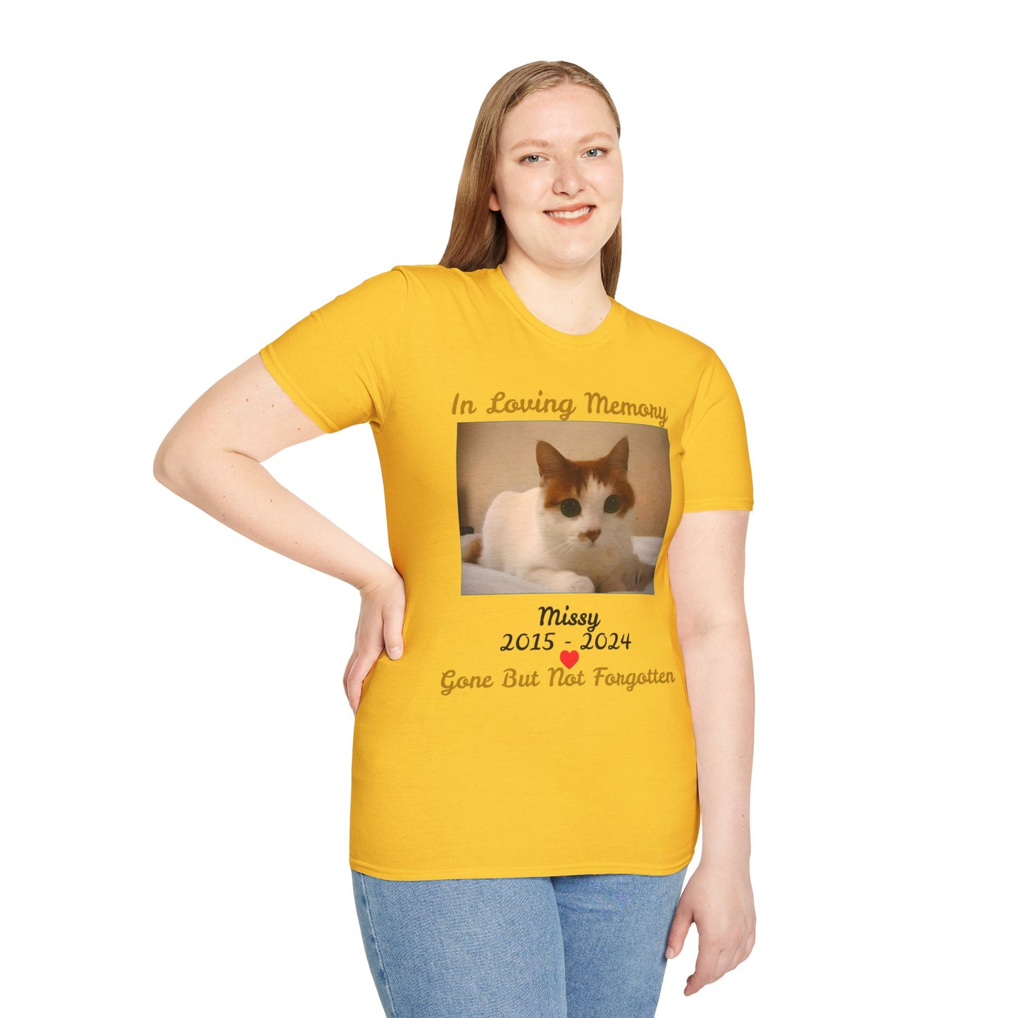 Personalized Pet Memorial Unisex Softstyle T-Shirt - Commemorative Gift for Pet Lovers.