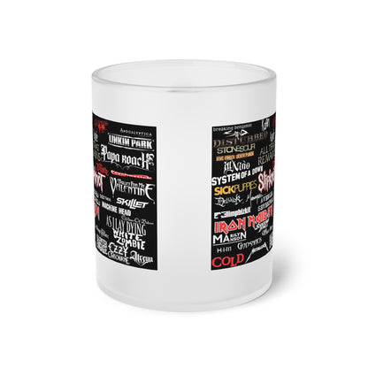 Heavy Metal Collage Frosted Glass Mug, 20oz - Great Gift for Heavy Metal Enthusiast, Rock Music Lover, Alternative Music Fan, Gothic Decor