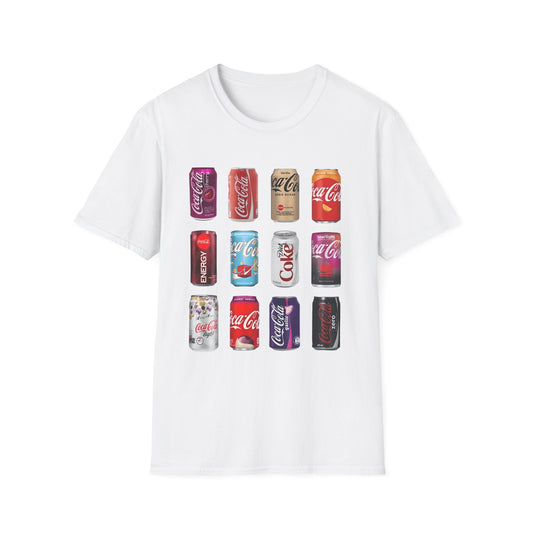 Coke Collage Unisex Softstyle T-Shirt | Retro Coke Art Tee | Soft Cotton Graphic Shirt | Trendy Vintage Design